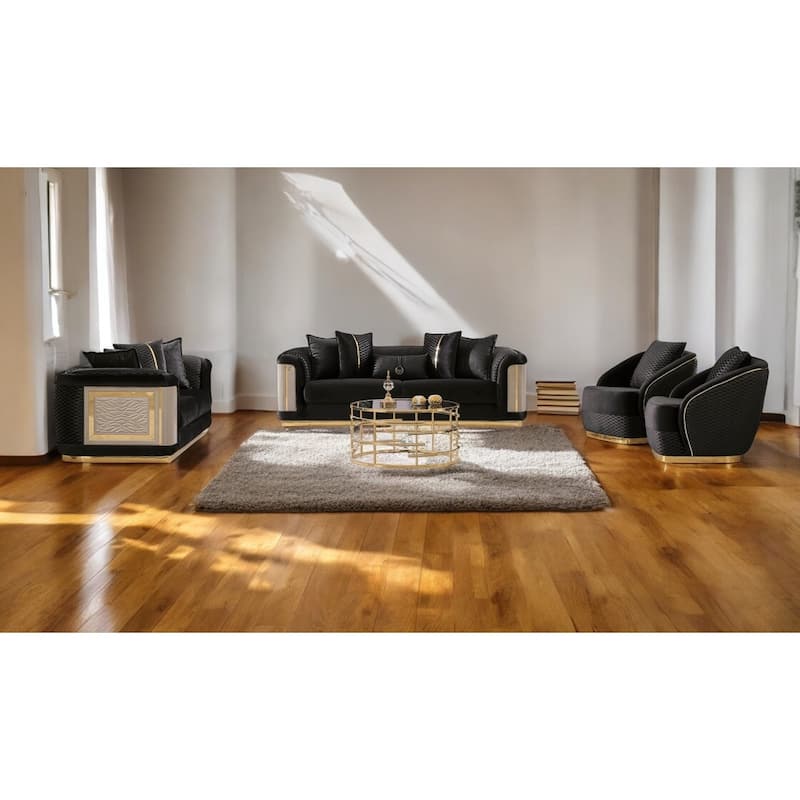 Divinia 2 Pieces Living Room Sets 2 Sofa 2 Chair - Black