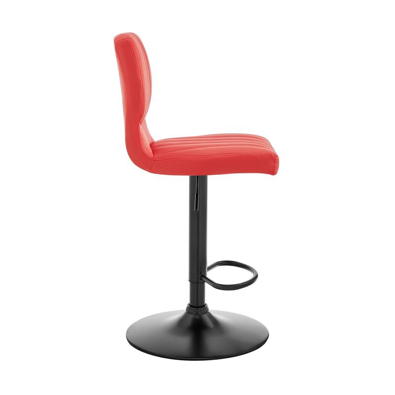 25" Red And Black Iron Swivel Adjustable Height Bar Chair - Red and Black