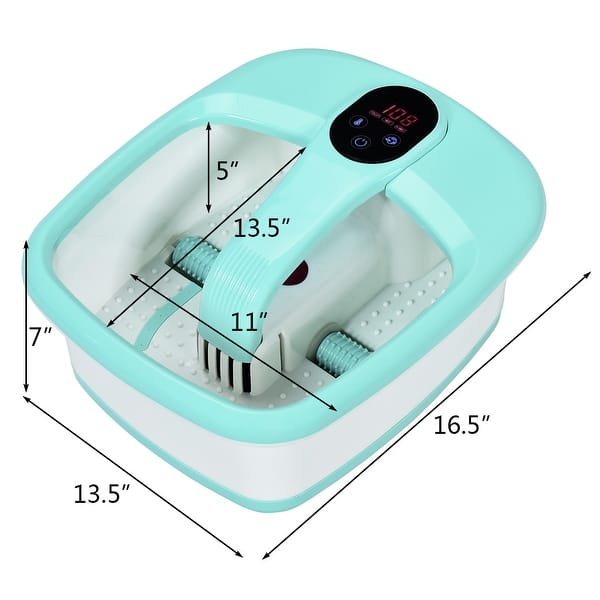 dimension image slide 2 of 4, Costway Portable Electric Foot Spa Bath Automatic Roller Heating - 13.5''X16.5''X7'' (LxWxH)