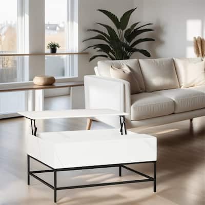 Modern Adjustable Height Coffee Table with Storage