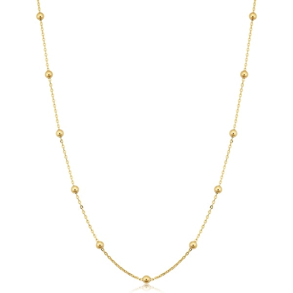 14k Yellow Gold Filled 3 millimeter Ball Station Satellite Necklace For ...