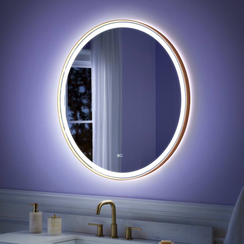 Wall Mounted Bathroom Framed LED Mirror With Anti- Fog,Memory Function And Dimmable Light Touch Sensor