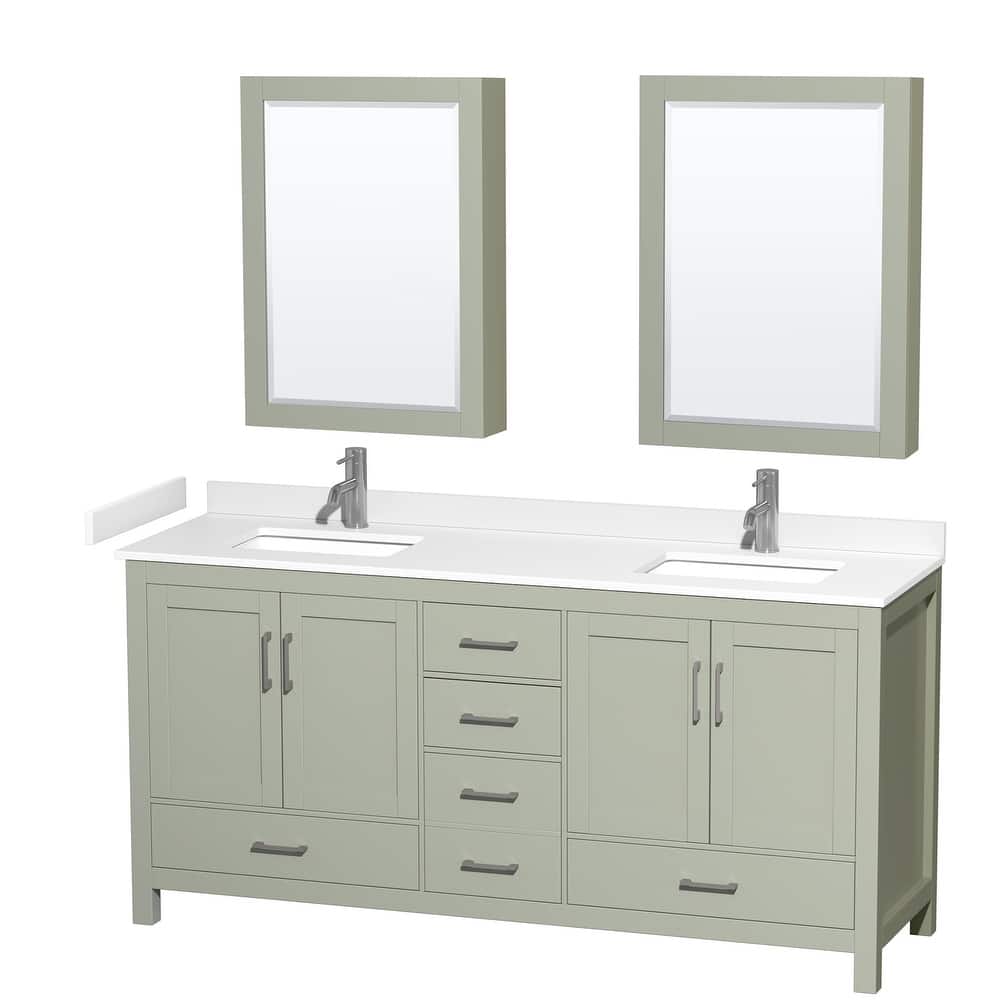 Wyndham Collection Sheffield 72" Double Bathroom Vanity, Carrara