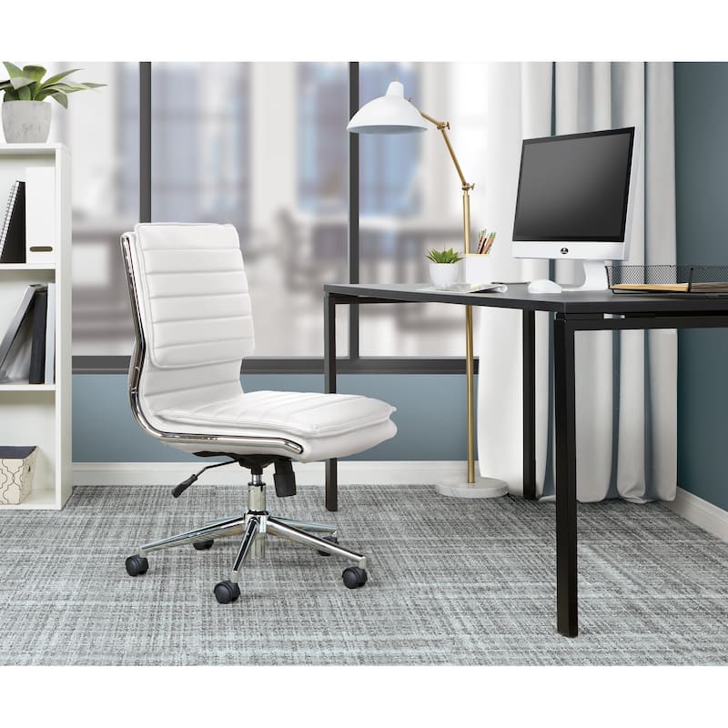 Armless Mid Back Professional Managers - White/Silver
