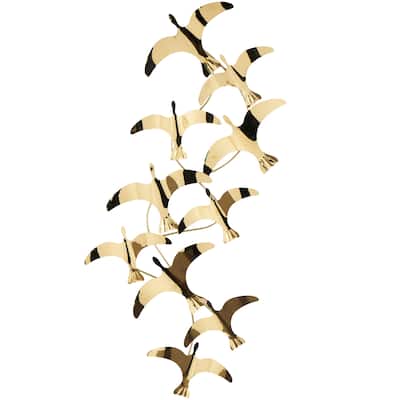 Stainless Steel Metal Bird Minimalistic Flying Home Wall Decor - Gold - Roche River Decor