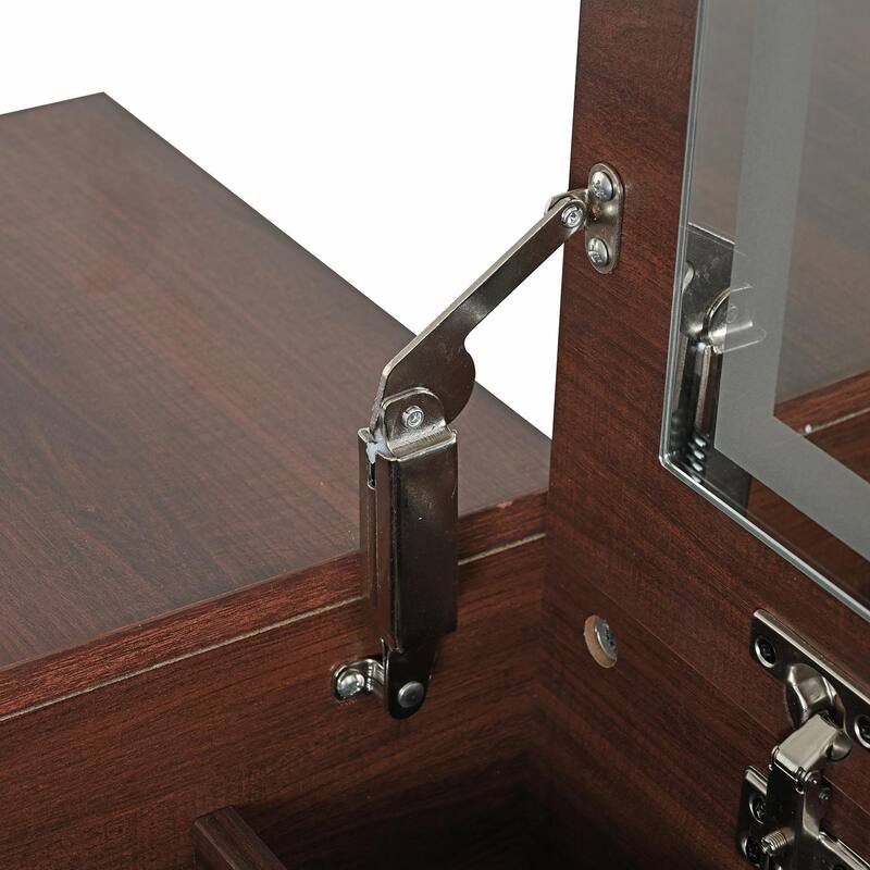 3-in-1 Vanity Desk with Lighted Flip-Top Mirror & Adjustable Cabinet
