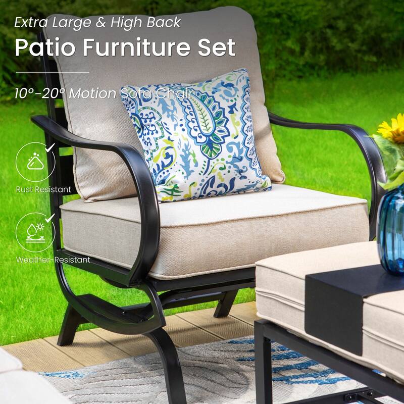 MAISON ARTS Patio Furniture Set 4/6-Piece Outdoor Conversation Set with Gas Fire Pit Table