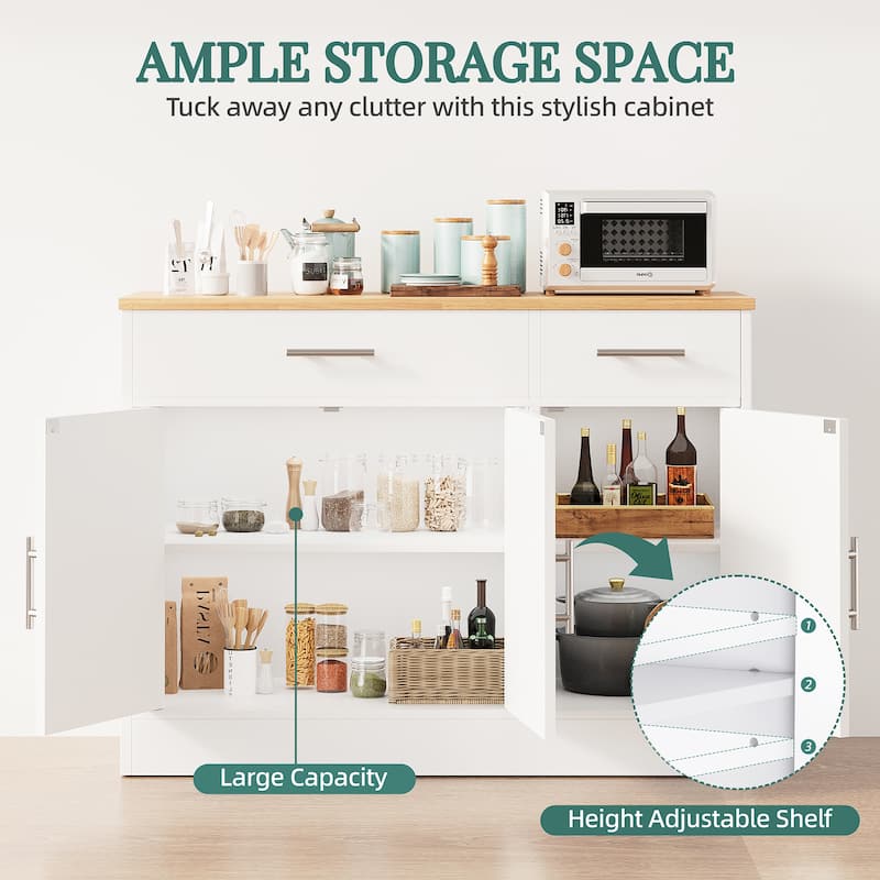 3-Door Buffet Sideboard Accent Cabinet - Multifunctional Organizer