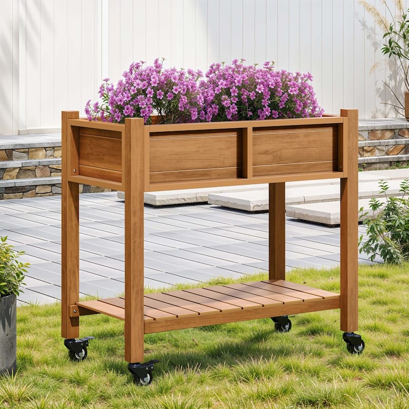 Moasis Poly Wood Raised Garden Bed Planter Box Stand for Backyard Patio Balcony