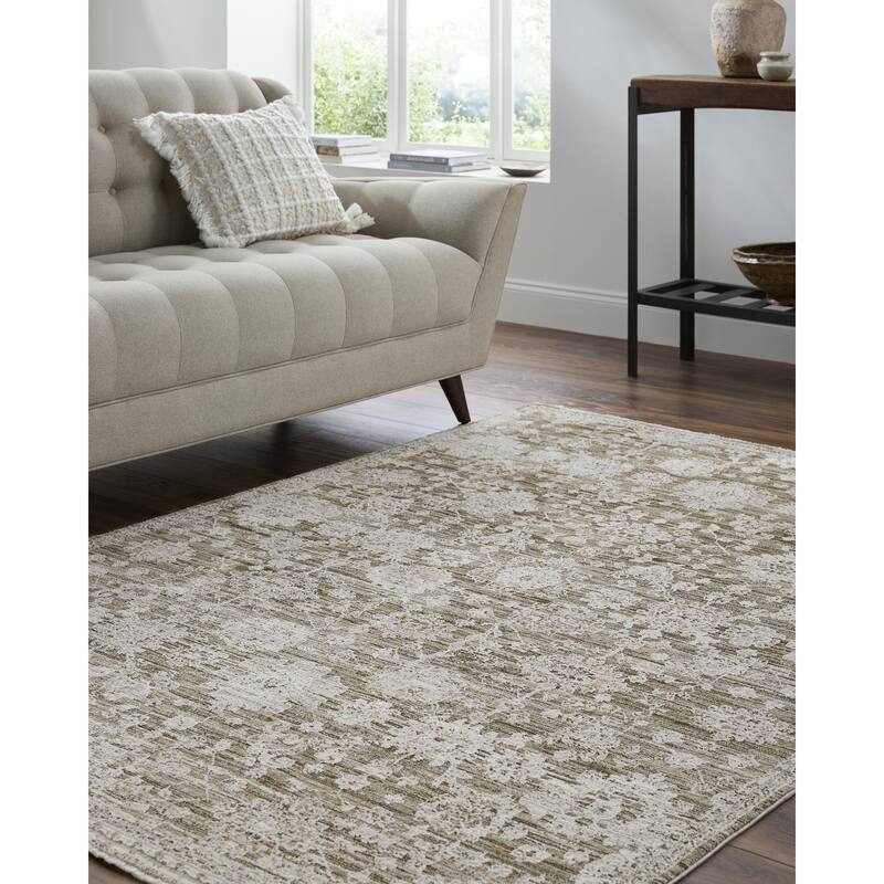 Livabliss Mansfield Traditional Medallion Area Rug - Taupe - 5' 3" x 7'