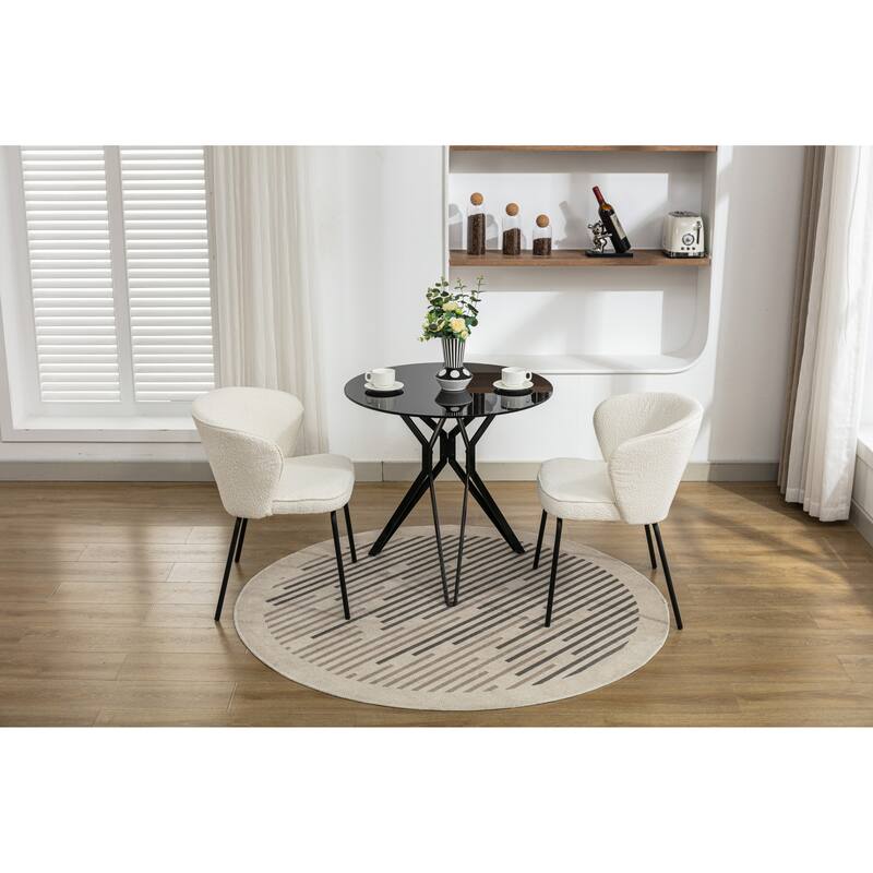 Modern 2 Piece Fabric Kitchen Dining Chair with Backrest, Cushions, Metal Legs for Dining Room Kitchen Living Room Bedroom