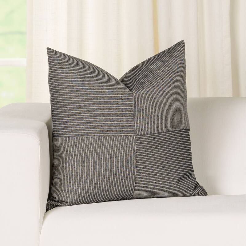 Redeem Stripe Eco-friendly 4-Patch Throw Pillow - Ebony