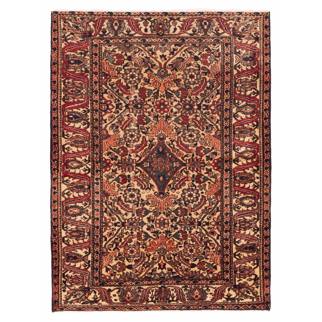 ECARPETGALLERY Hand-knotted Anatolian Vintage Cream Wool Rug - 4'11 x 6'9