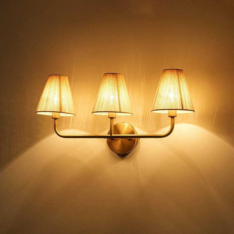 3-Light Woven Ivory String Shade Vanity Wall Lamp 23.6 in