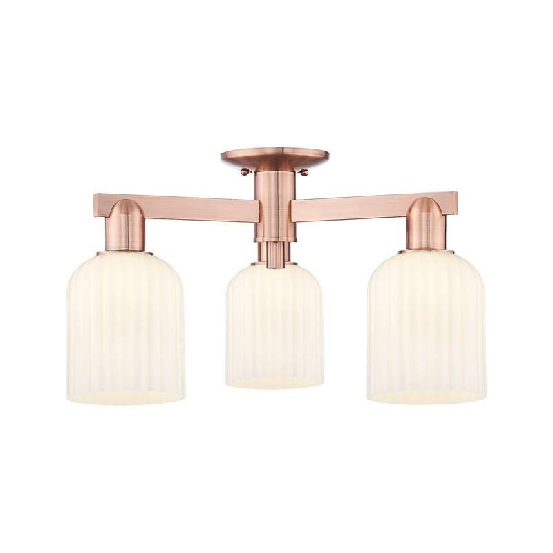 Innovations Lighting 716-3F-11-23 Bridal Veil Semi-Flush Bridal Veil 3 - Antique Copper / Gloss White
