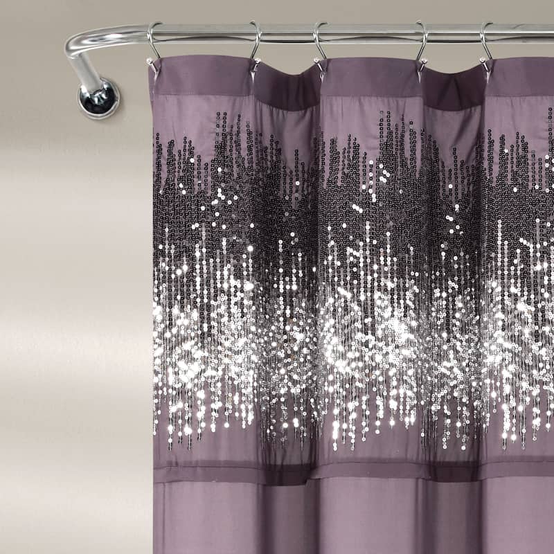 Lush Decor Polyester Shimmer Sequins Shower Curtain