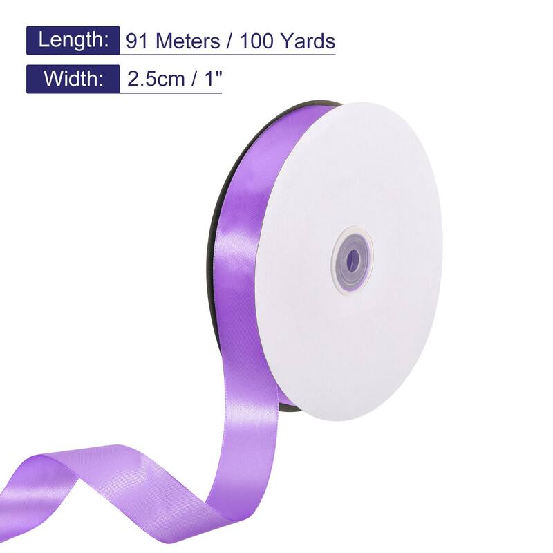 Satin Ribbon, 100 Yards Single Face Polyester Satin Ribbon - Purple - 1 Inch