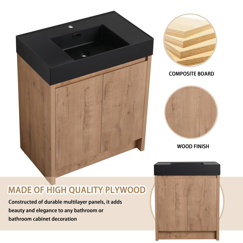 Beingnext 24"/30"/48"/60" Bathroom Vanity with Sink, Freestanding Bathroom Vanity with Soft Close Door and Shelf