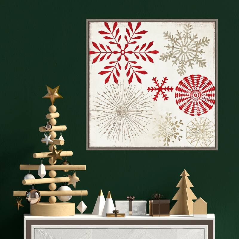 Christmas Snowflakes I by PI Studio Framed Canvas Wall Art