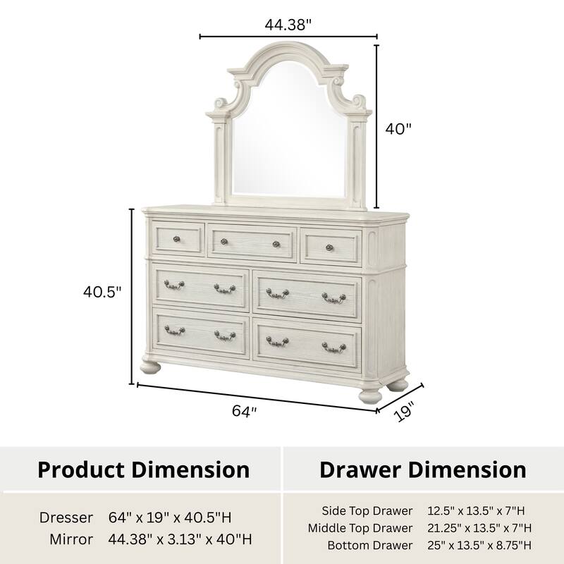 Roundhill Furniture Nelson French Traditional 5-Piece Bedroom Set, Antique White