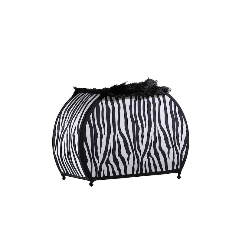 12" Zebra Print Handbag Table Lamp – Novelty Purse-Shaped Light with Faux Fur Trim - 5" x 12" x 11.75" - Black