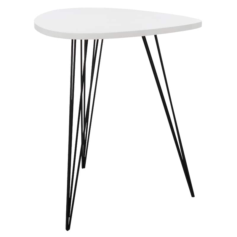 SAFAVIEH Karol Mid-Century White/ Black Lacquer Modern End Table - 27" x 21.3" x 23.6" - 27Wx21Dx24H