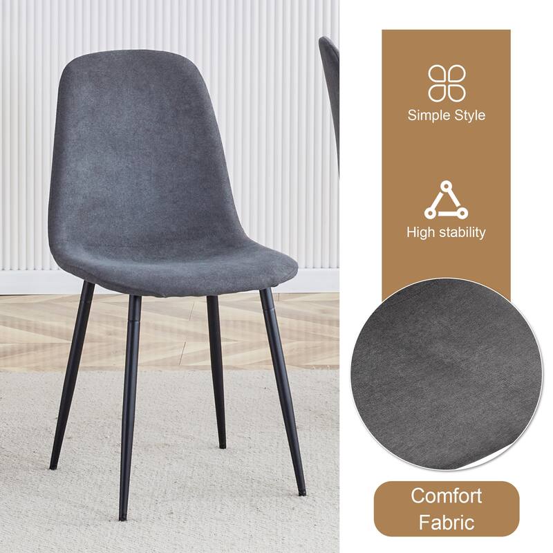 Modern 5-Piece Round Dining Table Set, 31.9" Wood Table with Black Hourglass Legs & 4 Fabric Chairs for Kitchen Small Space