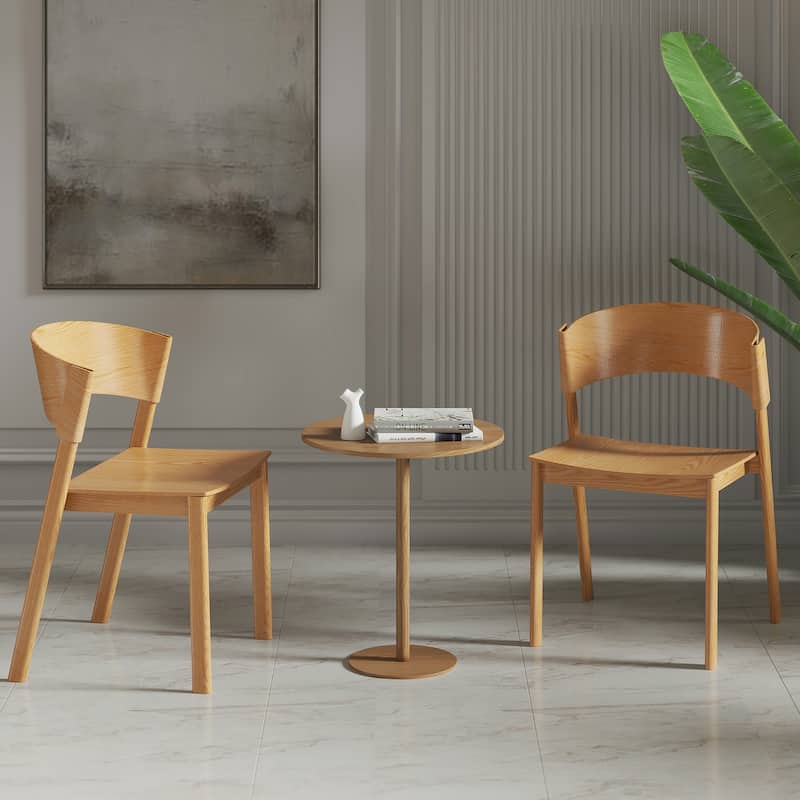 Mid-Century Modern Solid Wood & Oak Veneer Dining Chair, Set of 4 - Black