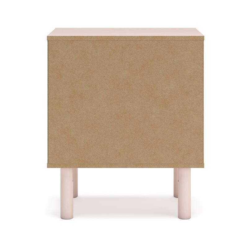 Viso Nightstand, 25 Inch, 1 Drawer, Champagne, Retro Blush Pink Finish