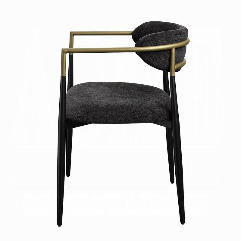 Vonn Dining Side Chair Set of 2, Black Gold Metal, Black Fabric