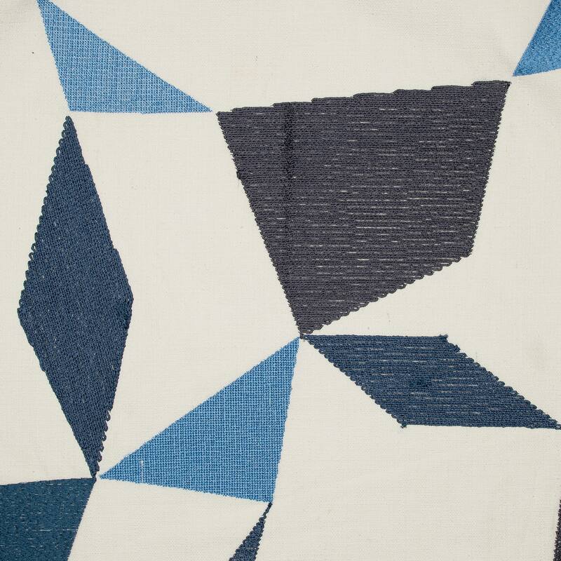 Handwoven Geometric Square Throw Pillow Cover - 24" - Cream and Blue