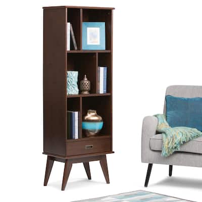 WYNDENHALL Tierney SOLID HARDWOOD 64 inch x 22 inch Mid Century Modern Bookcase and Storage Unit - 22"w x 14"d x 64" h