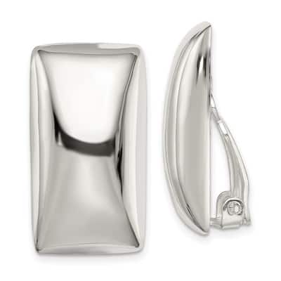Curata 925 Sterling Silver 29x17mm Non Pierced Rectangle Button Earrings