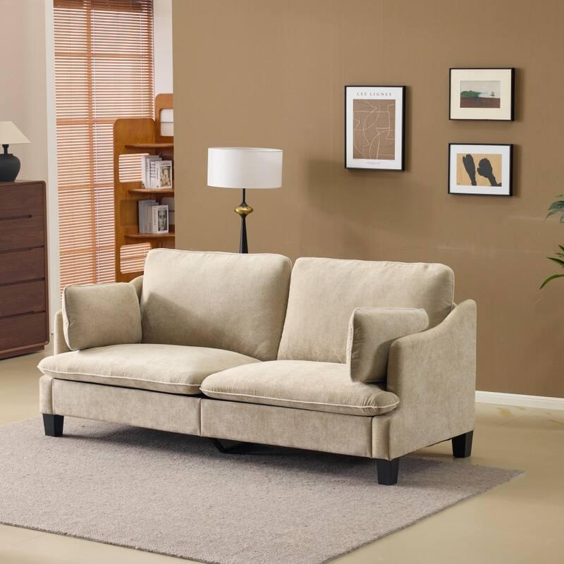 Transitional Loveseat Piped T-Cushions & Linen Blend