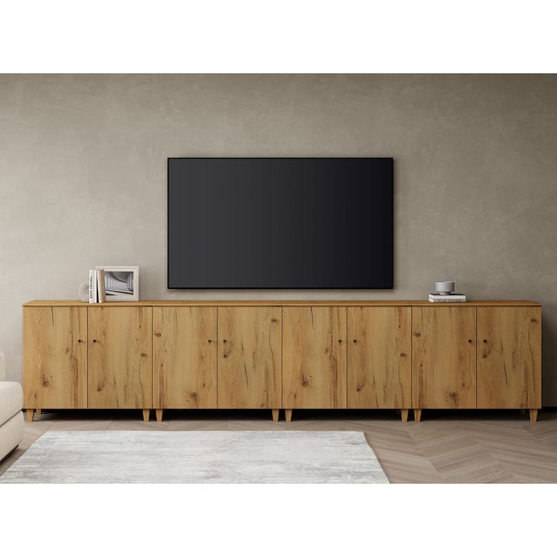 WAMPAT Wide TV Stand Cabinet, Entertainment Center with Doors, 32.4"H