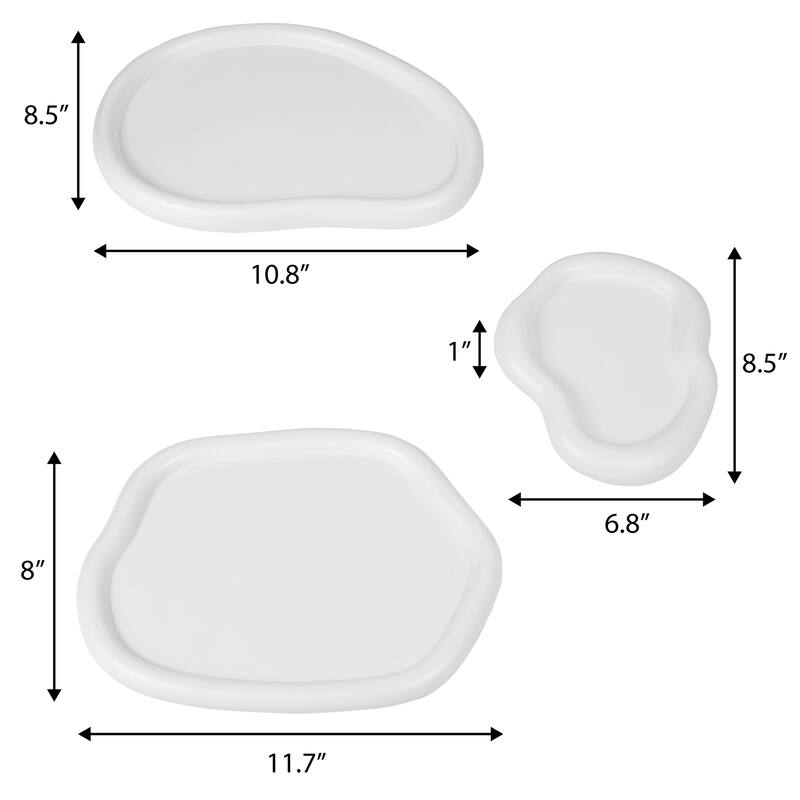 Grace Contemporary Concrete Decorative Cloud Jewelry Trays (Set of 3)
