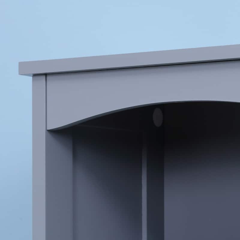 Modern Grey Bathroom Organizer Cabinet with Multi-Tier Shelves and Storage Drawer - 13.5" W x 9.5" D x 67" H