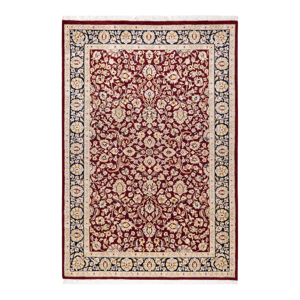 Overton Hand Knotted Wool Vintage Inspired Traditional Mogul Red Area Rug - 4 x 6