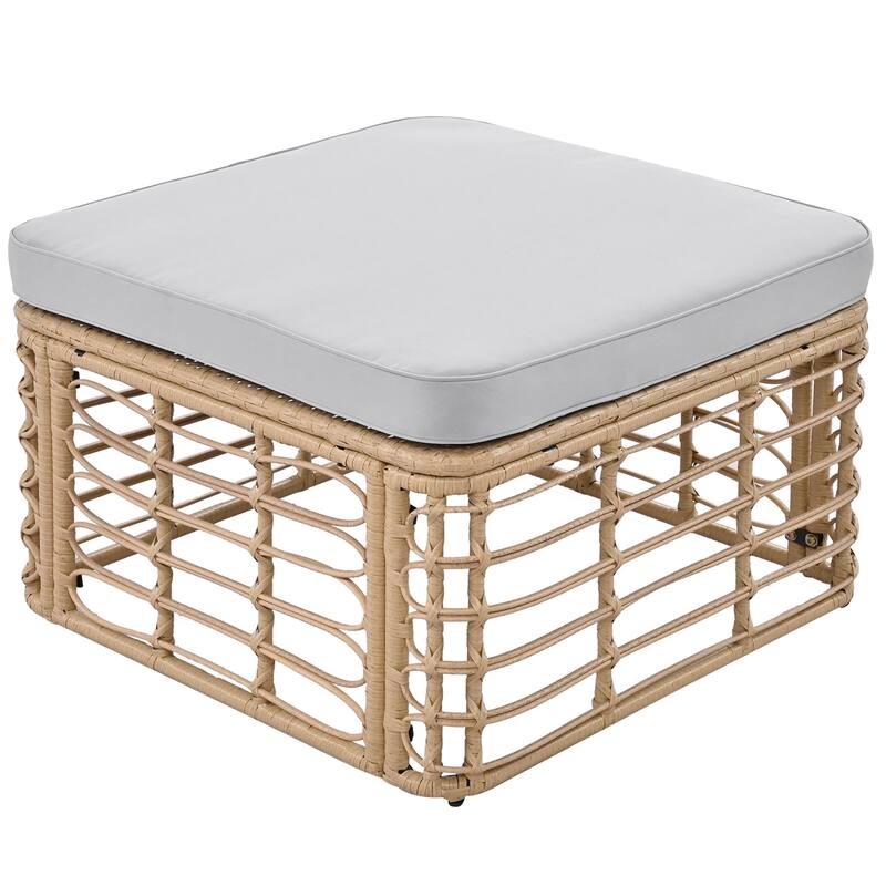 7-Pieces Outdoor Wicker Modular Sectional Sofa Set with Coffee Table, Free Combination