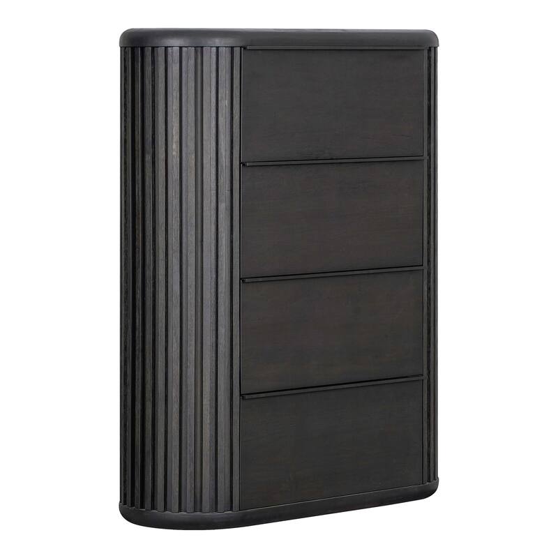 Furniture of America Caelan I Modern 6-Piece Black Solid Wood Fluted Panel Bedroom Set with Motion Light