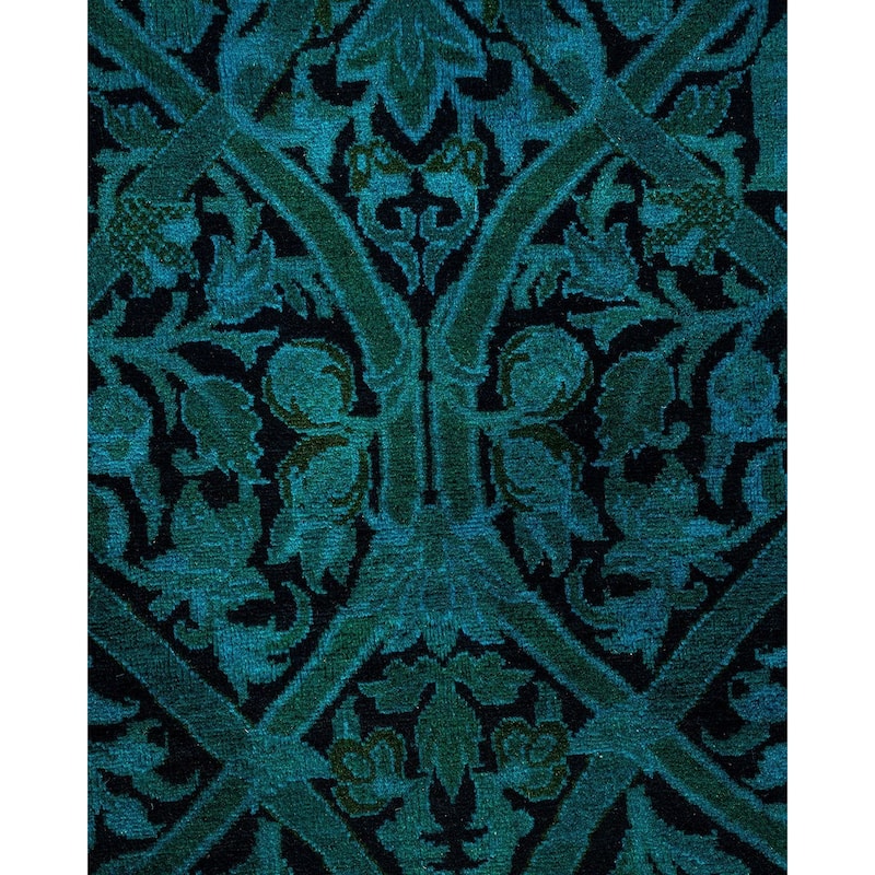 Overton Hand Knotted Wool Vintage Inspired Modern Contemporary Overdyed Blue Area Rug - 6' 2" x 8' 10"