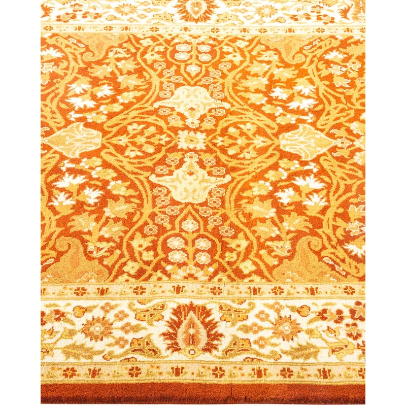 Overton Hand Knotted Wool Vintage Inspired Traditional Mogul Orange Area Rug - 3 x 5