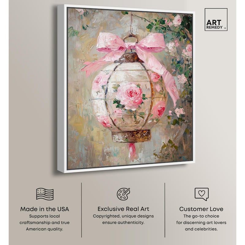 Rose Garden Lantern Canvas by Art Remedy