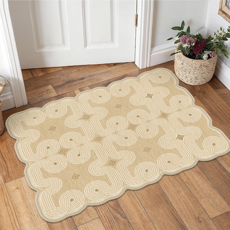 Mcow Modern Abstract Machine Washable Low Pile Area Rugs - 5'X7'