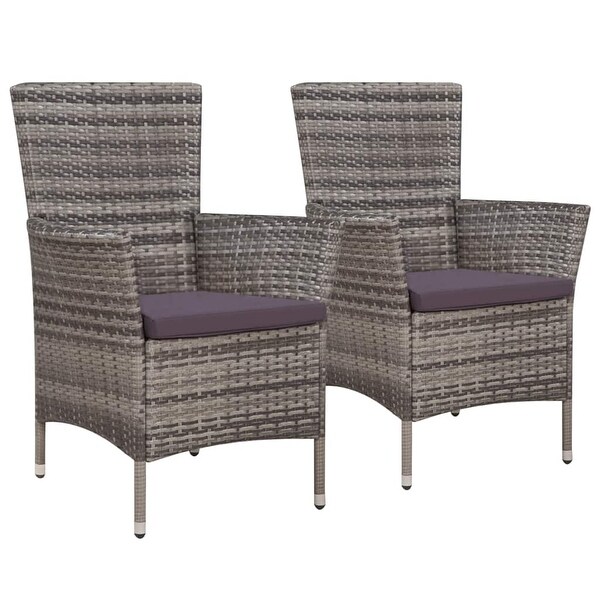 vidaXL Garden Chairs 2 pcs with Cushions Poly Rattan Gray