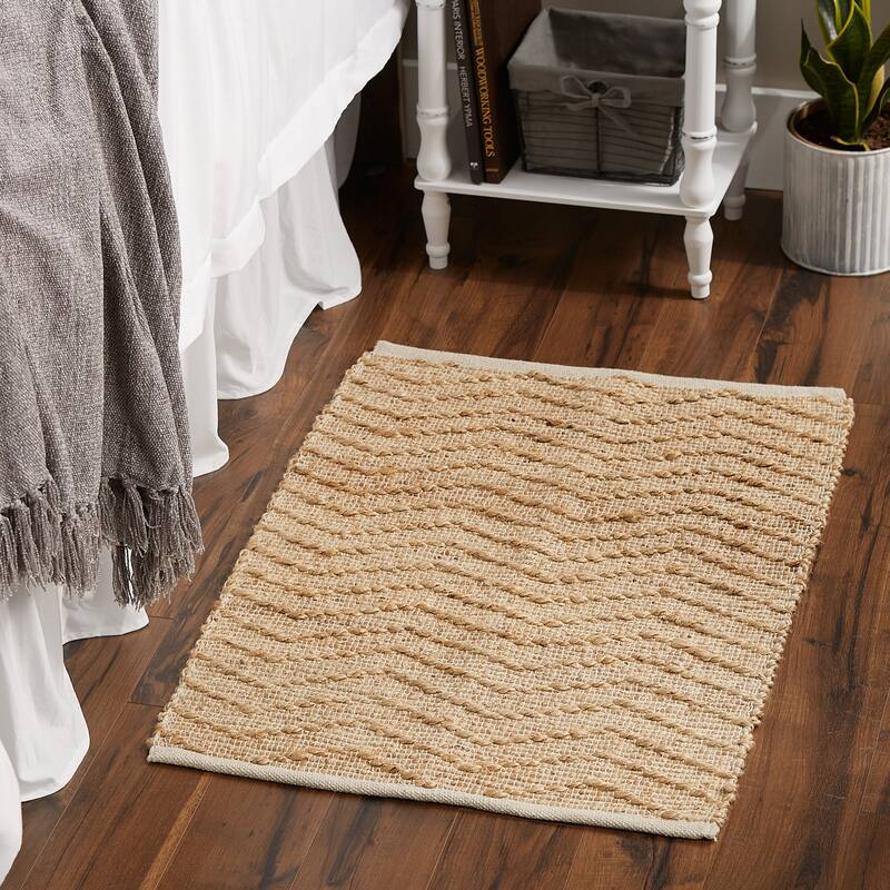 DII Black With Natural Jute Chevron Hand-Loomed Rug - 2' x 3' Oval