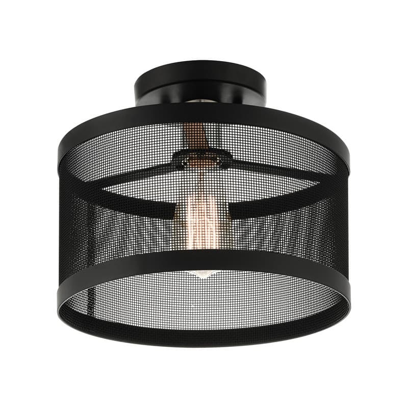 Livex Lighting 1-light Black Semi Flush Mount, 46216-04 - 11" DIA X 9" H
