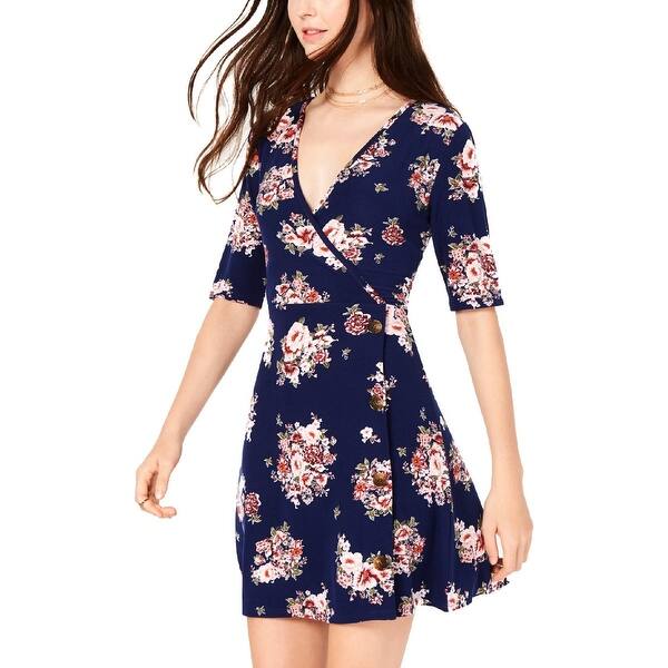 Shop Ultra Flirt Womens Juniors Casual Dress Faux Wrap Floral On