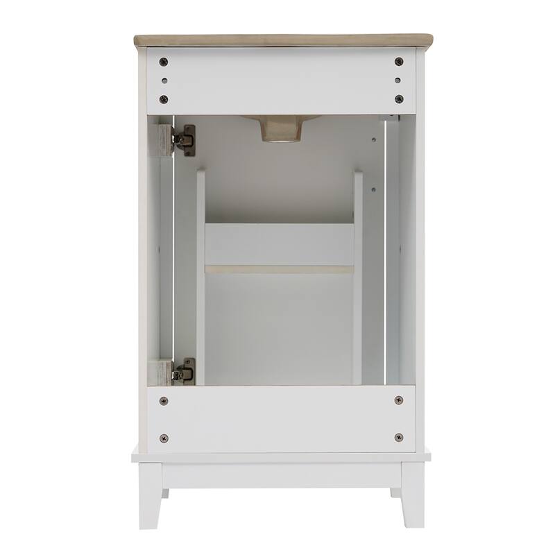Modern Small Bathroom Vanity Cabinet With Ceramic Basin Sink, Ample Storage, Soft-Close Door, Door Rack and Metal Handle