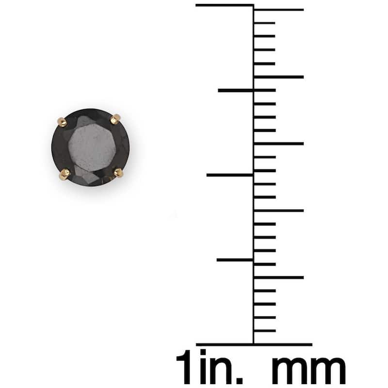Curata 14k Gold Black 6mm Round Cubic Zirconia Stud Screw Back Earrings